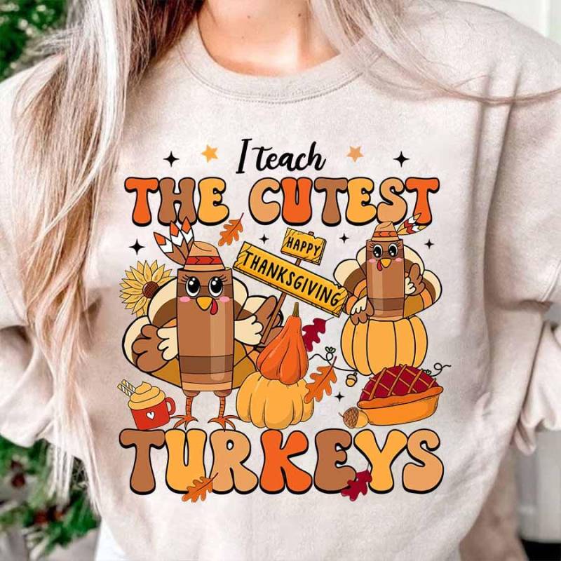 Ich Lehre Die Süßesten Truthähne Thanksgiving-Lehrer-Shirt, Dankbares Lehrer-Shirt, Türkei-Lehrer-Shirt, Herbst-Lehrer-Shirt, Herbst-Lehrer-T-Shirts von ScruncStreet