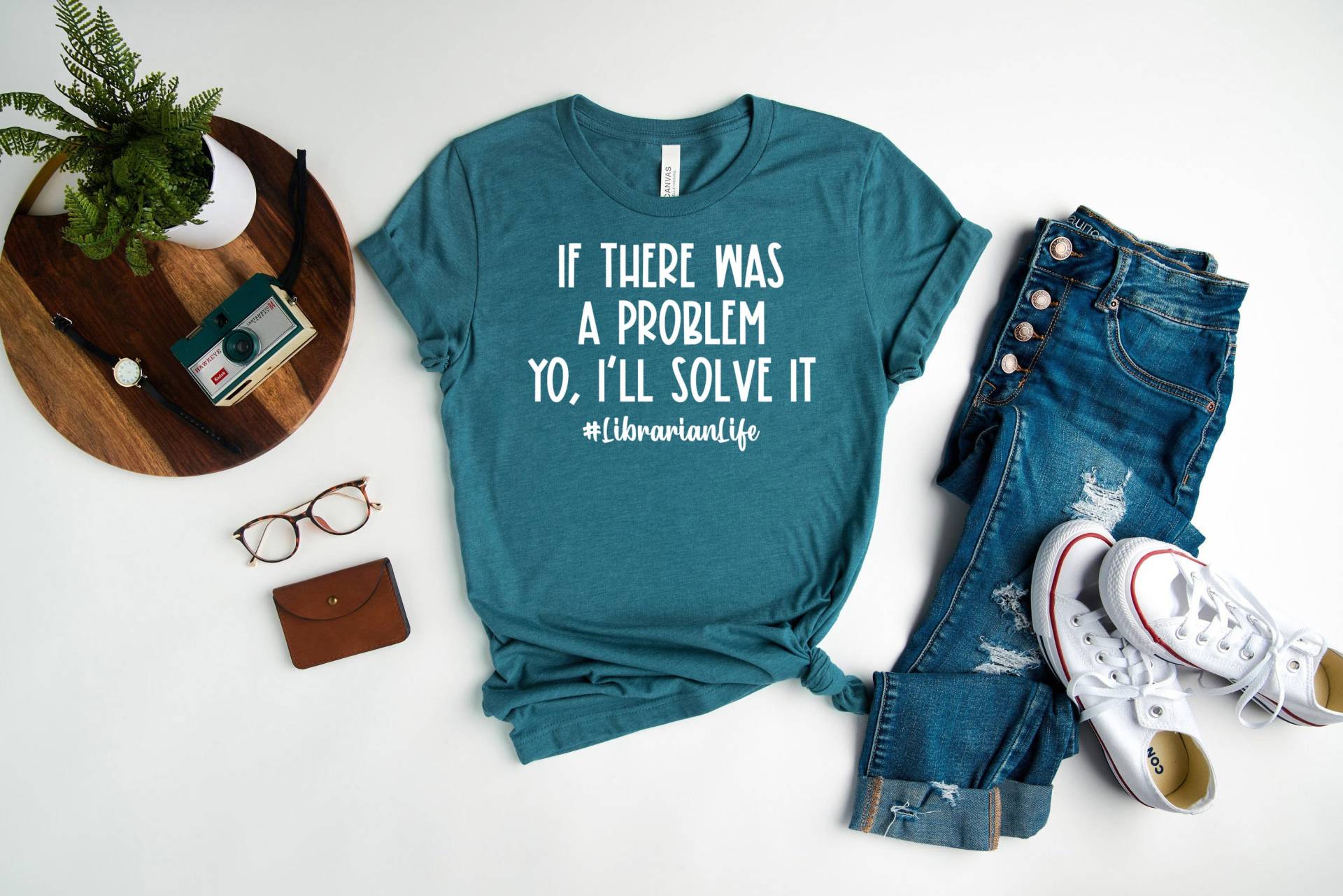 If There Was A Problem I'll Solve It Librarian Life Shirt, Bibliothekar T-Shirt, Geschenke, 1. Schultag, Back To School Shirt von ScruncStreet