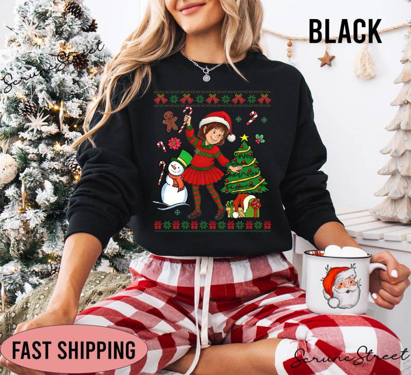 Junie B Jones Hässliche Weihnachten Sweatshirt, Lehrer Shirt, Kinderbuch Weihnachtsshirt, Urlaub Fröhliche T-Shirts von ScruncStreet