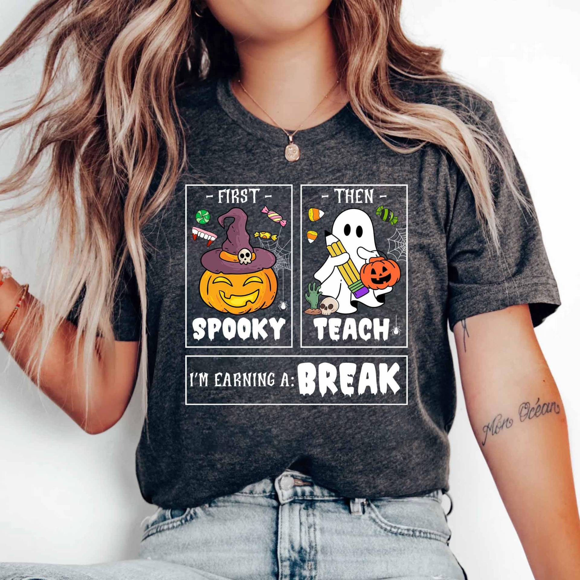 Lehrer Halloween Shirt, Zuerst Gruselig Dann Unterrichten Geist Gruselige Trick Or Teach Shirt Für von ScruncStreet