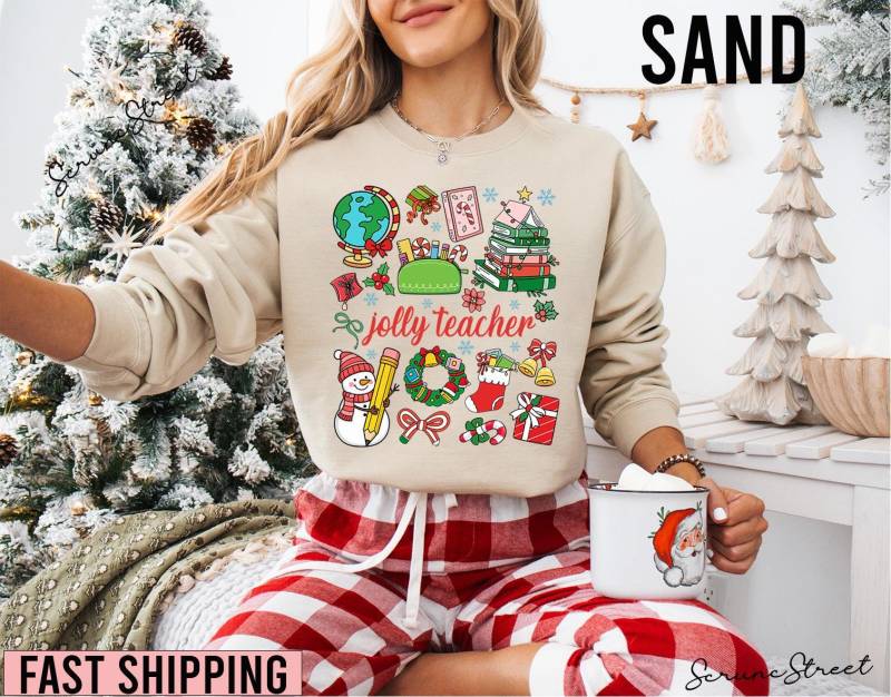 Lehrer Weihnachten Sweatshirt, Holly Jolly Shirt, Frohe Urlaub Shirt Geschenke von ScruncStreet