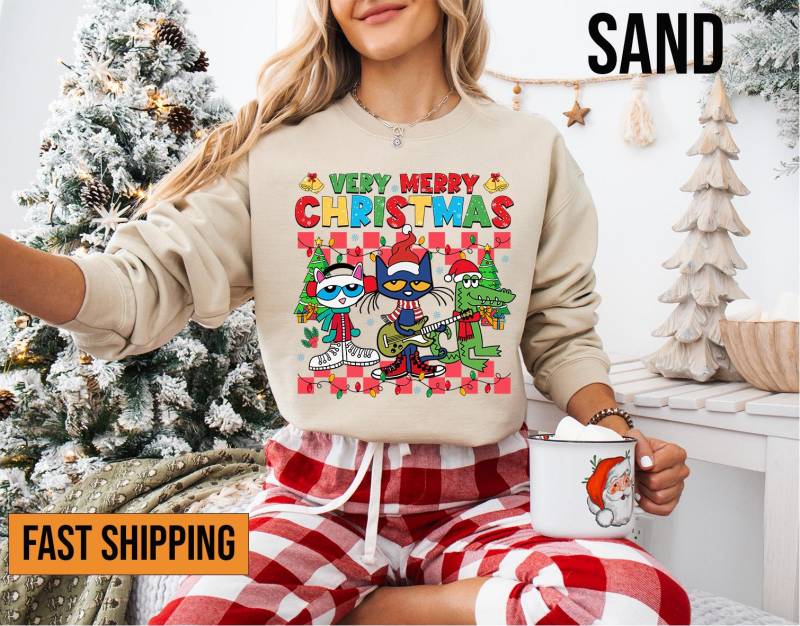 Lehrer Weihnachtshemd, Sehr Frohe Weihnachten Pete Die Katze Hemd, Kinderbuch Fröhliches Lehrerhemd, Weihnachtsgeschenk Für von ScruncStreet