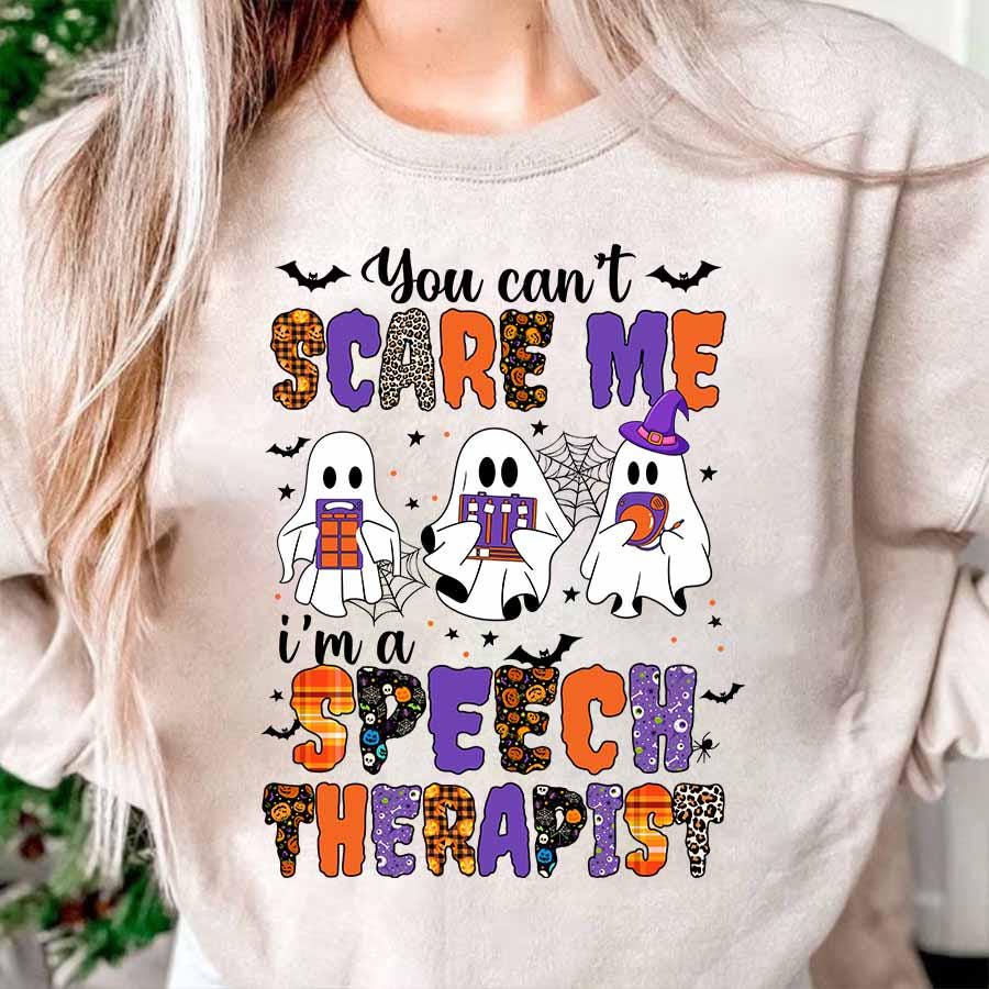 Logopädie-Halloween-Shirt, Sie Können Mich Nicht Erschrecken, Ich Bin Ein Sprachtherapeut-Shirt, Trick-Or-Speech-Shirt, Gruselige von ScruncStreet