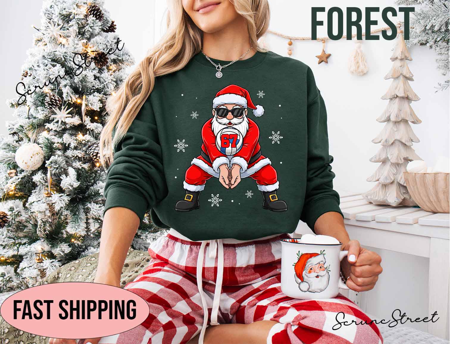 Lustiger Weihnachtsmann, Der Beachvolleyball Sechs Sieben-Weihnachtshemd Spielt von ScruncStreet