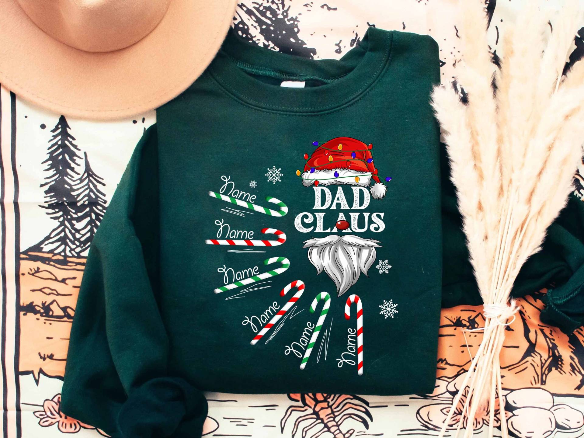 Papa Weihnachten Sweatshirt, Claus T-Shirt, Xmas Benutzerdefiniertes Shirt Mit Kindernamen, Personalisierte Weihnachtsgeschenke Für von ScruncStreet