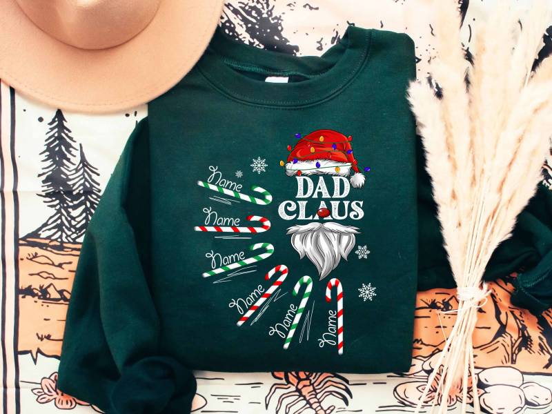 Papa Weihnachten Sweatshirt, Claus T-Shirt, Xmas Benutzerdefiniertes Shirt Mit Kindernamen, Personalisierte Weihnachtsgeschenke Für von ScruncStreet