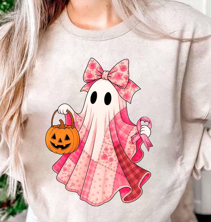 Pink Ghost Brustkrebs Shirt, Im Oktober Tragen Wir Pink Halloween Band Boo Shirt von ScruncStreet