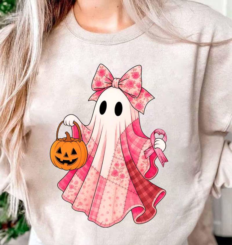 Pink Ghost Brustkrebs Shirt, Im Oktober Tragen Wir Pink Halloween Band Boo Shirt von ScruncStreet