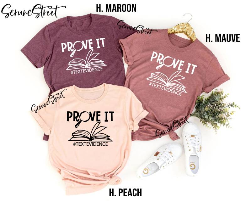 Prove It Text Evidence Unisex T-Shirt, Research Shirt, Based Back To School Geschenk, Lustiges Englisch, Leselehrer Shirt von ScruncStreet