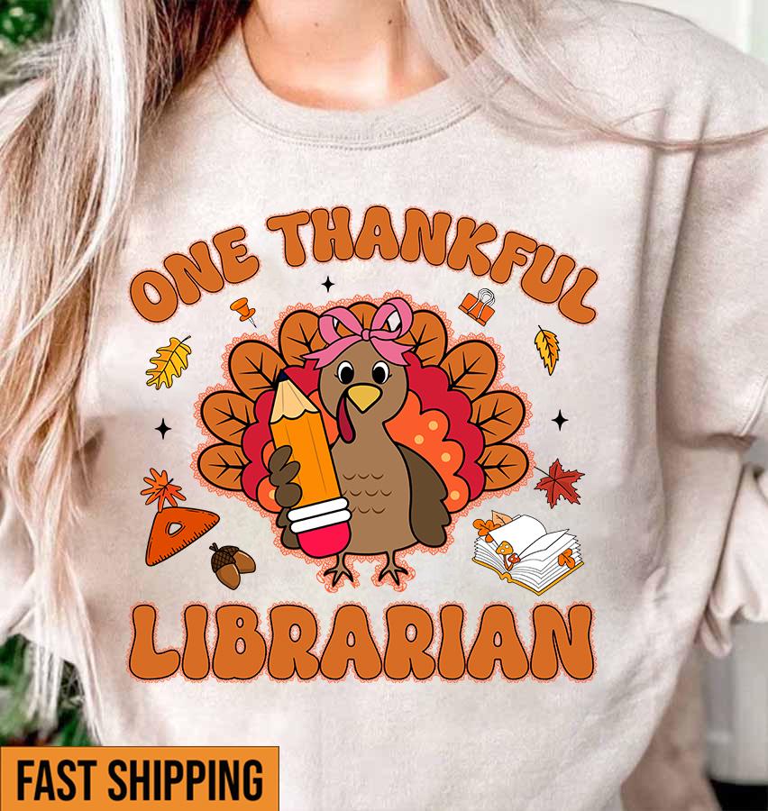 Thanksgiving Bibliothekar Shirt, Ein Dankbares Die Türkei Herbst Shirt Geschenke von ScruncStreet