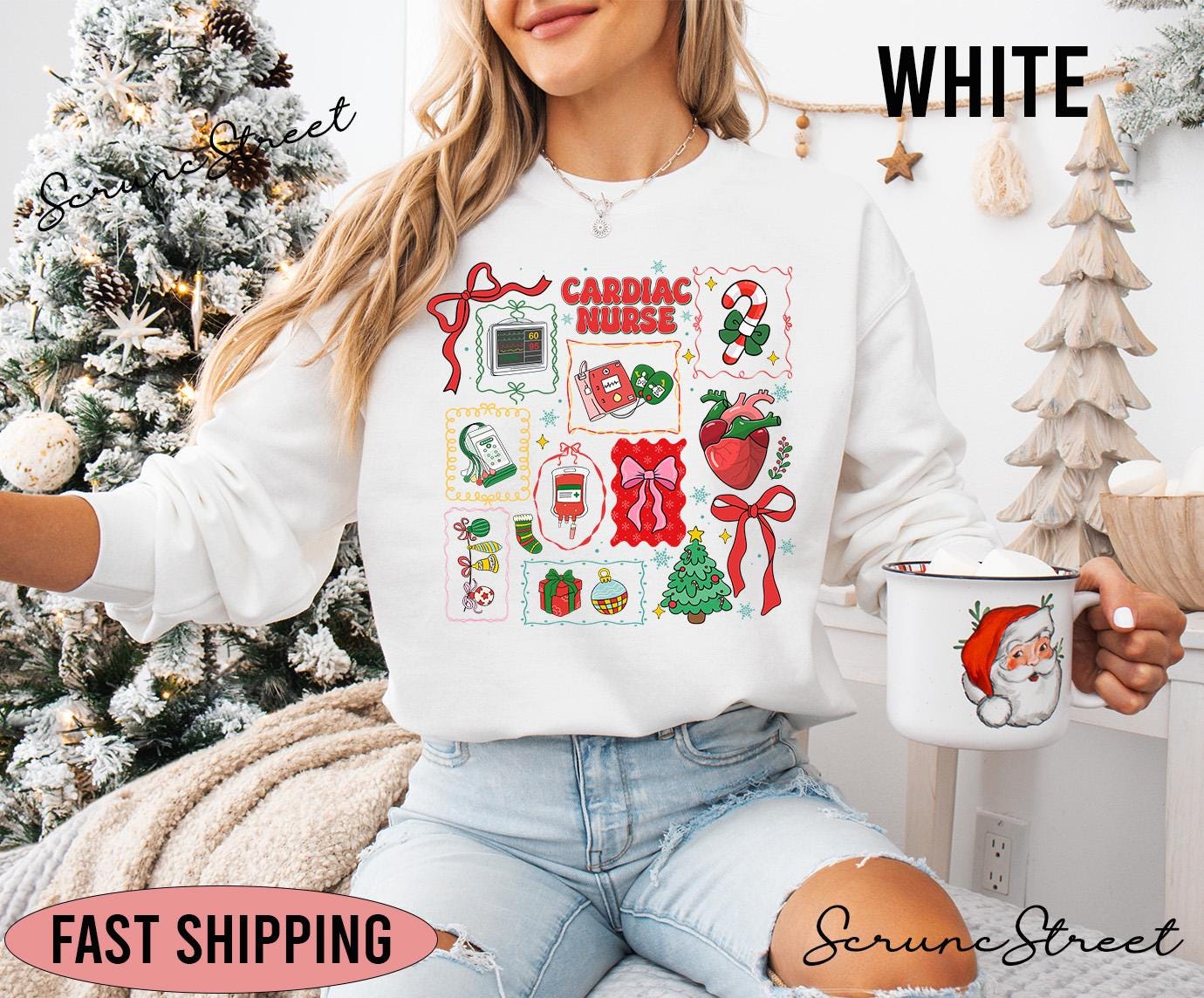 Weihnachten Cardiac Nurse Sweatshirt, Cvicu Shirt, Let It Flow Herz Anatomie Krankenschwester Urlaub Weihnachten Cardiac Nurse Sweatshirt, Cvicu Shirt, Let It Flow Herz Anatomie Krankenschwester Urlaub von ScruncStreet