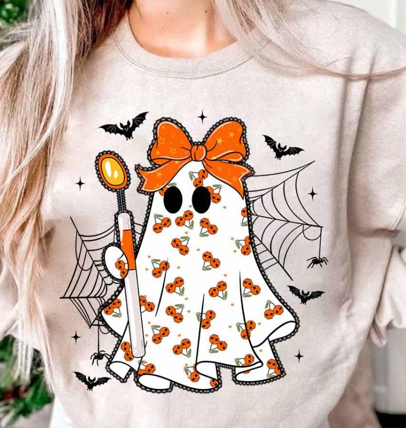 Zahnarzt Halloween Shirt, Gruseliger Trick Oder Teeth Gruseligem Geist Dentist Geschenk Für Zahnarzthelferin Hygieniker von ScruncStreet