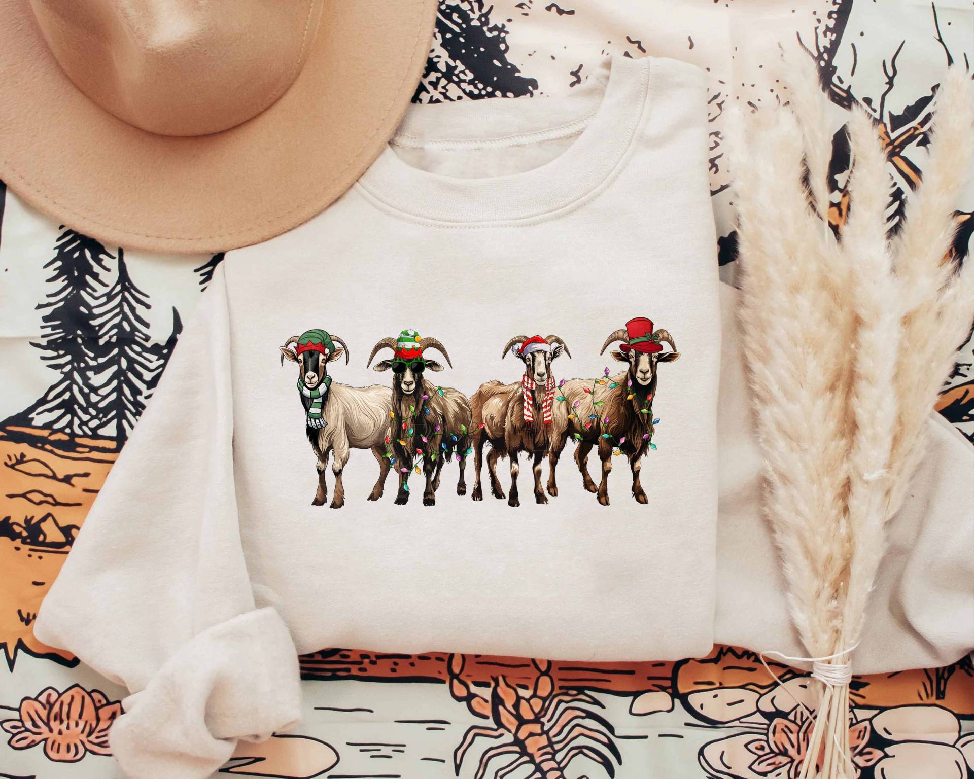 Ziege Weihnachten Sweatshirt, Weihnachtsbaum Shirt, Ziege-Liebhaber-Weihnachtshemd, Bauernhof-Tier-Shirt, Weihnachtsgeschenke Für von ScruncStreet