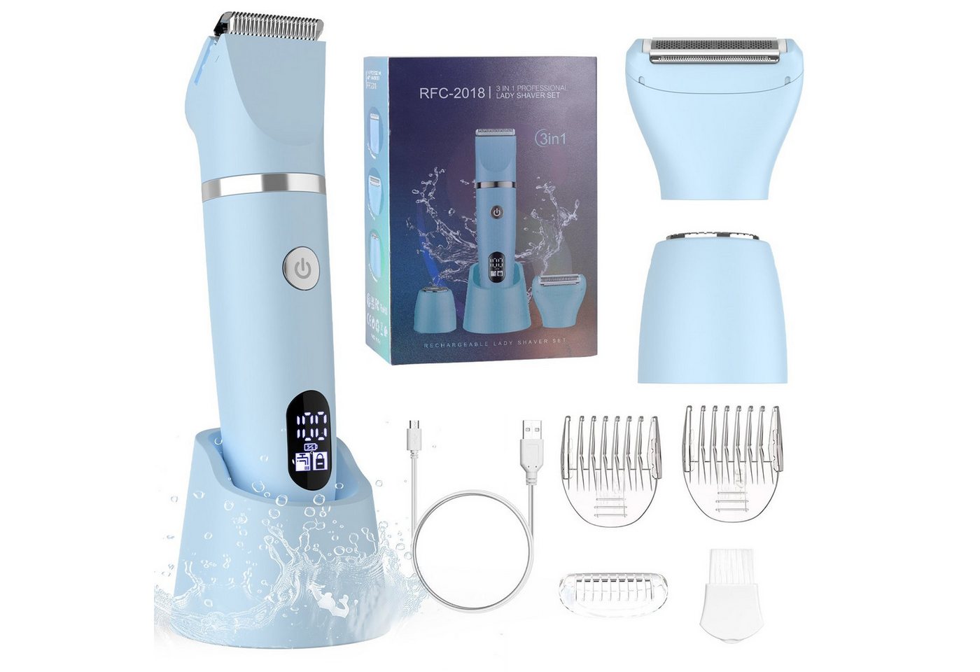 Scttomon Epilierer RFC-2018, Aufsätze: 1 St., Damenrasierer, Gesichtshaartrimmer, 3-in-1, Wet&Dry von Scttomon
