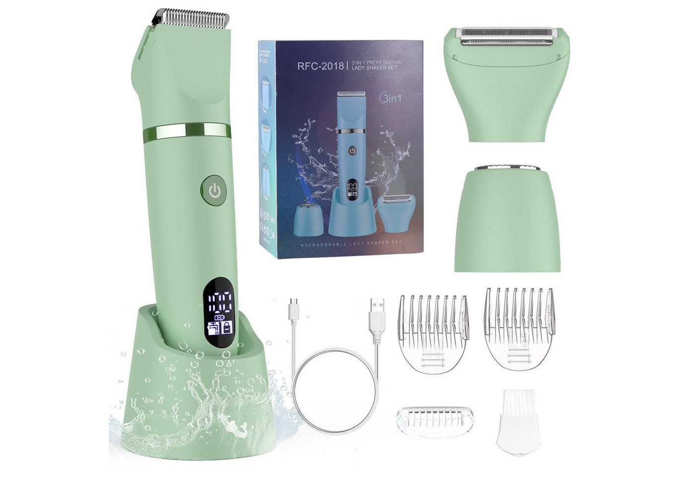 Scttomon Epilierer RFC-2018, Aufsätze: 1 St., Damenrasierer, Gesichtshaartrimmer, 3-in-1, Wet&Dry von Scttomon