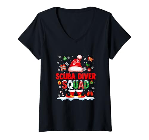 Damen Scuba Diver Squad Herren Job Weihnachten Weihnachtsmann Kostüm Fliege T-Shirt mit V-Ausschnitt Damen Scuba Diver Squad Herren Job Weihnachten Weihnachtsmann Kostüm Fliege T-Shirt mit V-Ausschnitt von Scuba Diver Christmas Costume
