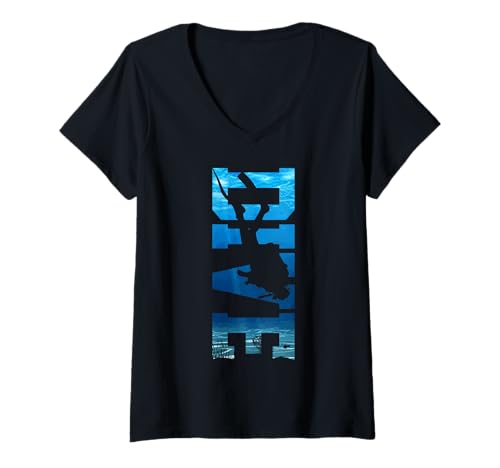 Damen Tauchgeschenk T-Shirt mit V-Ausschnitt von Scuba Diving Apparel & Diver Gifts