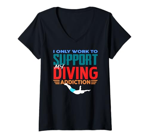 Damen Ich Arbeite Nur Um Meine Tauchpassion Zu Unterstützen T-Shirt mit V-Ausschnitt Damen Ich Arbeite Nur Um Meine Tauchpassion Zu Unterstützen T-Shirt mit V-Ausschnitt von Scuba Sporttauchen Ozean Abenteuer Fans