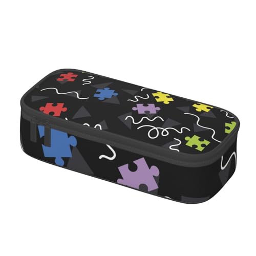 Federmäppchen für Autismus-Bewusstseins-Monat, Stiftetasche, Schreibwaren-Tasche, Kosmetiktasche, Schreibtisch-Organizer, Box für Büro, Damen, Herren, mehrfarbig, 8.3"x3.7"x2", Federmäppchen von SdetYuia