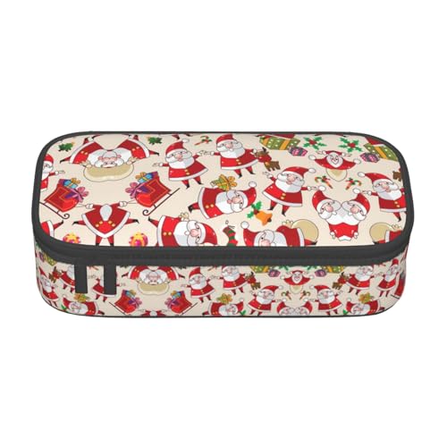 Federmäppchen mit Weihnachtsmann-Motiv, großes Fassungsvermögen, Stifttasche für Erwachsene, Kosmetiktasche, Schwarz , 8.3"x3.7"x2", Federmäppchen von SdetYuia