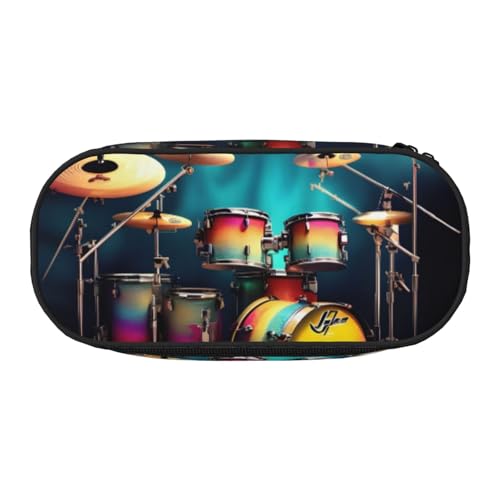 Federmäppchen mit coolem Schlagzeug-Design, kleines Federmäppchen, Mehrzweck-Federmäppchen, Organizer, tragbare Federmäppchen, mehrfarbig, 8.3"x3.7"x2", Federmäppchen von SdetYuia