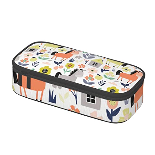 Federmäppchen mit niedlichem Esel- und Blumenmuster, Stifteetui, Kosmetiktasche, Schreibtisch-Organizer, Box für Büro, Damen, Herren, mehrfarbig, 8.3"x3.7"x2", Federmäppchen von SdetYuia