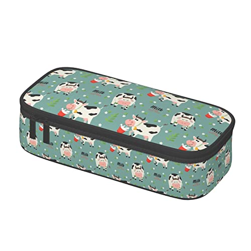 Federmäppchen mit niedlichem Kuh-Tiermuster, Stifteetui, Kosmetiktasche, Schreibtisch-Organizer, Box für Büro, Damen, Herren, mehrfarbig, 8.3"x3.7"x2", Federmäppchen von SdetYuia