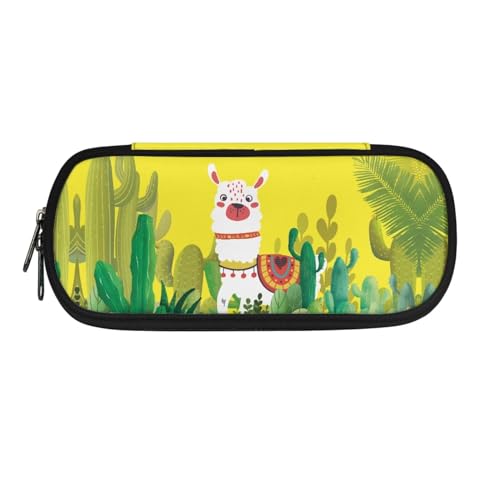 SdetYuia Bee Schulbedarfs-Federmäppchen mit Reißverschluss, Make-up, Farbtasche, Kosmetiktasche, Mehrzweck-Panzil-Etui, Tasche für Damen und Mädchen, Alpaka im Wald, 8.8"x1.7"x4.1", Schulranzen-Set von SdetYuia