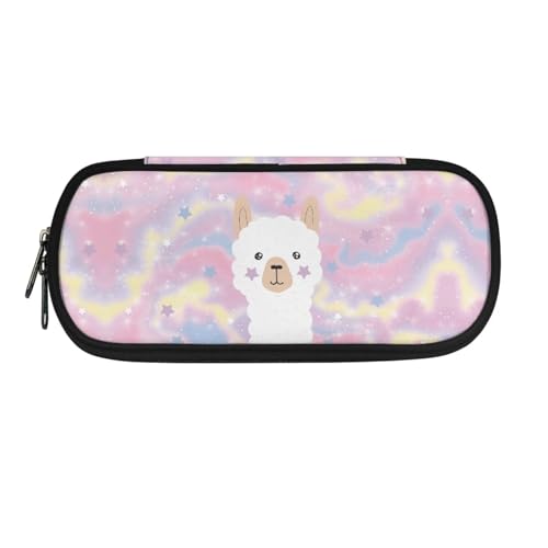 SdetYuia Bee Schulbedarfs-Federmäppchen mit Reißverschluss, Make-up, Farbtasche, Kosmetiktasche, Mehrzweck-Panzil-Etui, Tasche für Damen und Mädchen, Weißes Alpaka, 8.8"x1.7"x4.1", Schulranzen-Set von SdetYuia