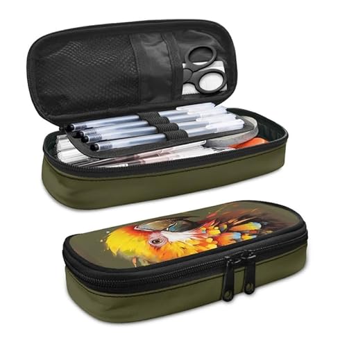 SdetYuia Bohemia Dahlie Federmäppchen, ethnisches Blumenmuster, großes Fassungsvermögen, Damast-Blumenmuster, langlebige Schreibwaren-Aufbewahrung, Organizer-Taschen für Teenager, Büro, Lebendiger von SdetYuia