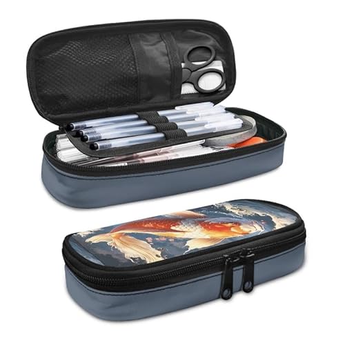 SdetYuia Bohemia Dahlie Federmäppchen, ethnisches Blumenmuster, großes Fassungsvermögen, Damast-Blumenmuster, langlebige Schreibwaren-Aufbewahrung, Organizer-Taschen für Teenager, Büro, Japanischer von SdetYuia