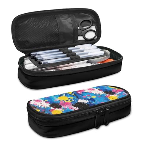 SdetYuia Bohemia Dahlie Federmäppchen, ethnisches Blumenmuster, großes Fassungsvermögen, Damast-Blumenmuster, langlebige Schreibwaren-Aufbewahrung, Organizer-Taschen für Teenager, Büro, von SdetYuia