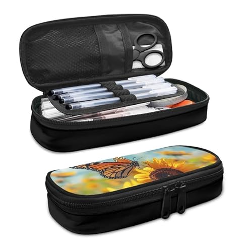 SdetYuia Bohemia Dahlie Federmäppchen, ethnisches Blumenmuster, großes Fassungsvermögen, Damast-Blumenmuster, langlebige Schreibwaren-Aufbewahrung, Organizer-Taschen für Teenager, Büro, von SdetYuia