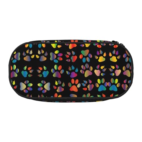 SdetYuia Buntes Federmäppchen mit Hundepfotenabdruck, kleines Federmäppchen, Mehrzweck-Federmäppchen, Organizer, tragbare Federmäppchen, mehrfarbig, 8.3"x3.7"x2", Federmäppchen von SdetYuia