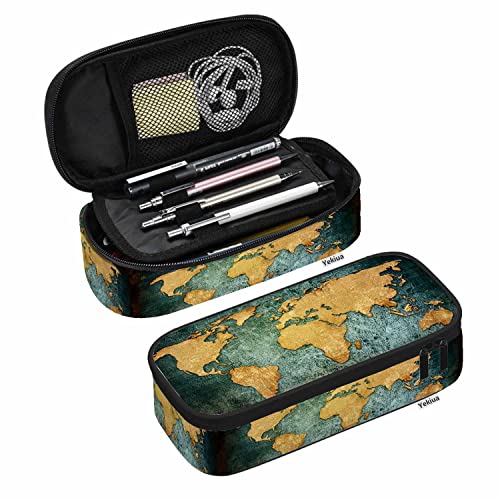 SdetYuia Dino Surfer-Federmäppchen, Motiv: Happy Dinosaurier, Surfer mit Sonnenbrille, großes Fassungsvermögen, Federmäppchen, Büro, College, Make-up-Tasche, Mehrfarbig, A14, 8.3"x3.7"x2", von SdetYuia