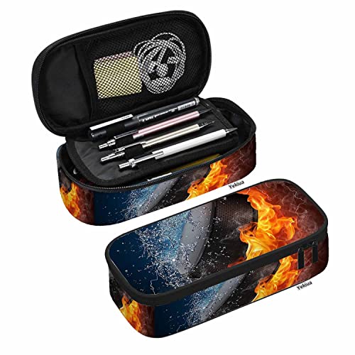 SdetYuia Dino Surfer-Federmäppchen, Motiv: Happy Dinosaurier, Surfer mit Sonnenbrille, großes Fassungsvermögen, Federmäppchen, Büro, College, Make-up-Tasche, Mehrfarbig, A3, 8.3"x3.7"x2", von SdetYuia