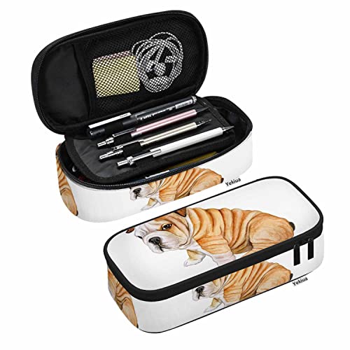 SdetYuia Dino Surfer-Federmäppchen, Motiv: Happy Dinosaurier, Surfer mit Sonnenbrille, großes Fassungsvermögen, Federmäppchen, Büro, College, Make-up-Tasche, Mehrfarbig, A4, 8.3"x3.7"x2", von SdetYuia