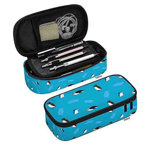 SdetYuia Dino Surfer-Federmäppchen, Motiv: Happy Dinosaurier, Surfer mit Sonnenbrille, großes Fassungsvermögen, Federmäppchen, Büro, College, Make-up-Tasche, Mehrfarbig: A148, 8.3"x3.7"x2", von SdetYuia