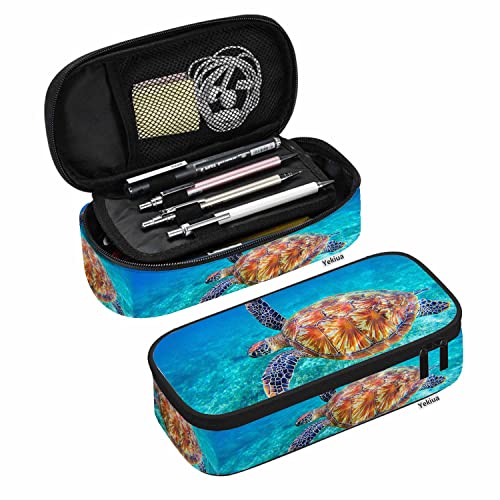 SdetYuia Dino Surfer-Federmäppchen, Motiv: Happy Dinosaurier, Surfer mit Sonnenbrille, großes Fassungsvermögen, Federmäppchen, Büro, College, Make-up-Tasche, Mehrfarbig: A45, 8.3"x3.7"x2", von SdetYuia