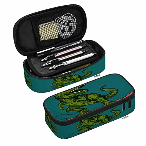 SdetYuia Dino Surfer-Federmäppchen, Motiv: Happy Dinosaurier, Surfer mit Sonnenbrille, großes Fassungsvermögen, Federmäppchen, Büro, College, Make-up-Tasche, Mehrfarbig: A66, 8.3"x3.7"x2", von SdetYuia