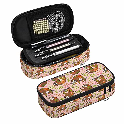 SdetYuia Dino Surfer-Federmäppchen, Motiv: Happy Dinosaurier, Surfer mit Sonnenbrille, großes Fassungsvermögen, Federmäppchen, Büro, College, Make-up-Tasche, Mehrfarbig: A67, 8.3"x3.7"x2", von SdetYuia