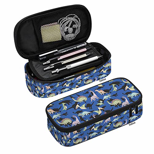 SdetYuia Dino Surfer-Federmäppchen, Motiv: Happy Dinosaurier, Surfer mit Sonnenbrille, großes Fassungsvermögen, Federmäppchen, Büro, College, Make-up-Tasche, Mehrfarbig: A68, 8.3"x3.7"x2", von SdetYuia