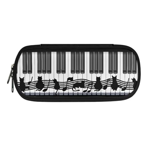 SdetYuia Federmäppchen, niedliches Hunde- und Blumenmuster, großes Fassungsvermögen, Stiftetasche, Schulbedarf, Schreibwaren-Organizer für Universität, Mittelschule, Black Cat Music, 8.8"x1.7"x4.1", von SdetYuia