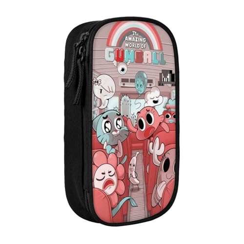 SdetYuia Federmäppchen aus Segeltuch mit niedlichem Muster, mit Reißverschluss, Motiv: The Amazing Anime World of Gumball-Muster, Stiftebox, Make-up-Tasche, Kawaii-Cartoon-Schreibwaren-Tasche für von SdetYuia