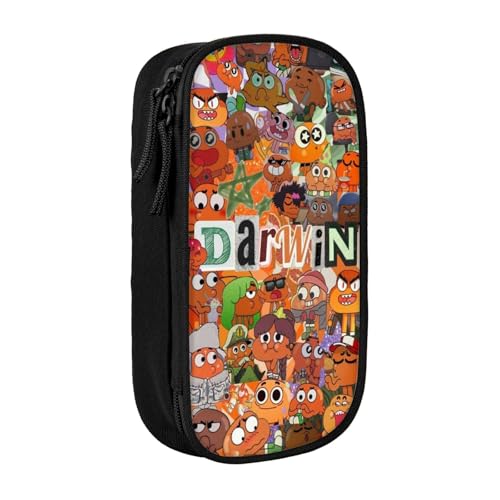 SdetYuia Federmäppchen aus Segeltuch mit niedlichem Muster, mit Reißverschluss, Motiv: The Amazing Anime World of Gumball-Muster, Stiftebox, Make-up-Tasche, Kawaii-Cartoon-Schreibwaren-Tasche für von SdetYuia