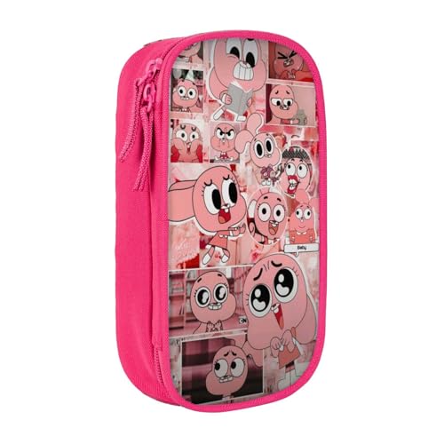 SdetYuia Federmäppchen aus Segeltuch mit niedlichem Muster, mit Reißverschluss, Motiv: The Amazing Anime World of Gumball-Muster, Stiftebox, Make-up-Tasche, Kawaii-Cartoon-Schreibwaren-Tasche für von SdetYuia