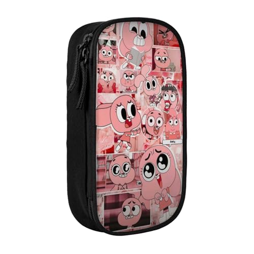 SdetYuia Federmäppchen aus Segeltuch mit niedlichem Muster, mit Reißverschluss, Motiv: The Amazing Anime World of Gumball-Muster, Stiftebox, Make-up-Tasche, Kawaii-Cartoon-Schreibwaren-Tasche für von SdetYuia