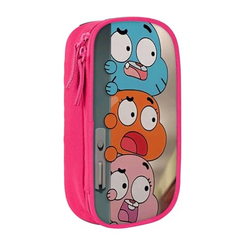 SdetYuia Federmäppchen aus Segeltuch mit niedlichem Muster, mit Reißverschluss, Motiv: The Amazing Anime World of Gumball-Muster, Stiftebox, Make-up-Tasche, Kawaii-Cartoon-Schreibwaren-Tasche für von SdetYuia