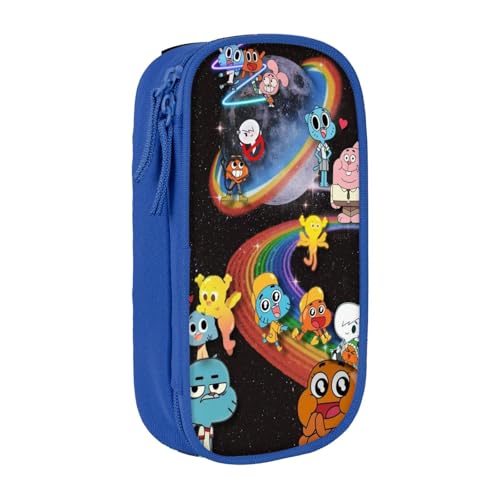 SdetYuia Federmäppchen aus Segeltuch mit niedlichem Muster, mit Reißverschluss, Motiv: The Amazing Anime World of Gumball-Muster, Stiftebox, Make-up-Tasche, Kawaii-Cartoon-Schreibwaren-Tasche für von SdetYuia