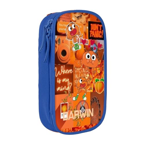 SdetYuia Federmäppchen aus Segeltuch mit niedlichem Muster, mit Reißverschluss, Motiv: The Amazing Anime World of Gumball-Muster, Stiftebox, Make-up-Tasche, Kawaii-Cartoon-Schreibwaren-Tasche für von SdetYuia